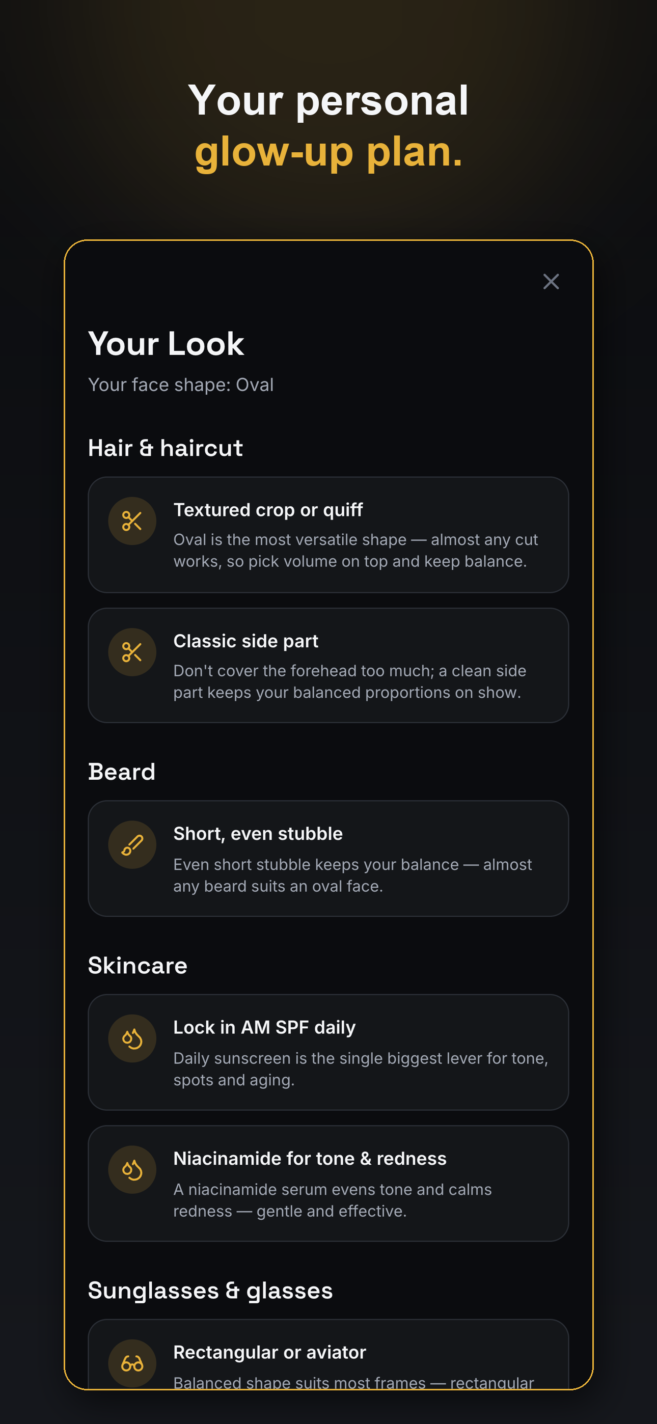 Personalized grooming and skincare plan
